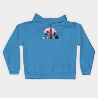 Designs that depict iconic and beautiful buildings from various parts of the world, such as the Eiffel tower, the Taj Mahal, the Colosseum or the Tower of Pisa. Kids Hoodie